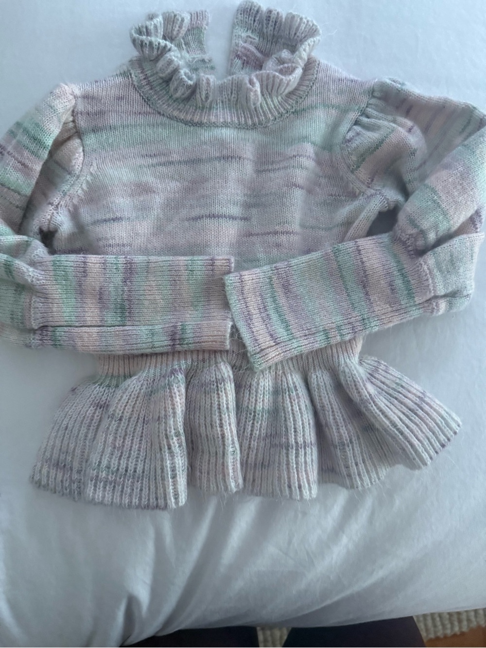 Janie and Jack Pastel Stripe Ruffled Turtleneck Sweater